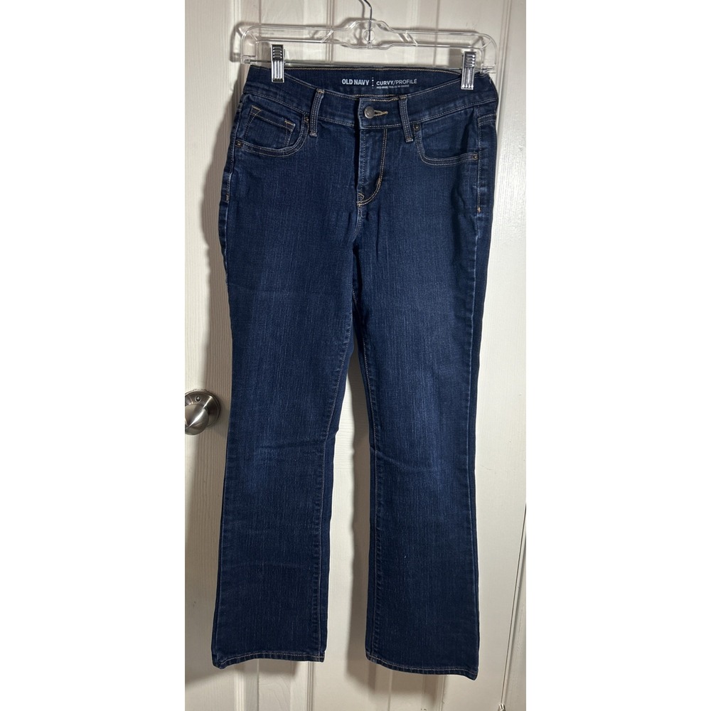 Old Navy Curvy Profile Jeans Sz 2 Short Dark Wash Mid Rise Stretch Straight